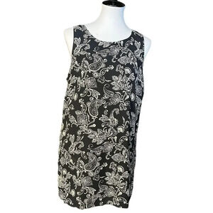 Forever 21 sleeveless lined black/white print mini shift dress, Size L